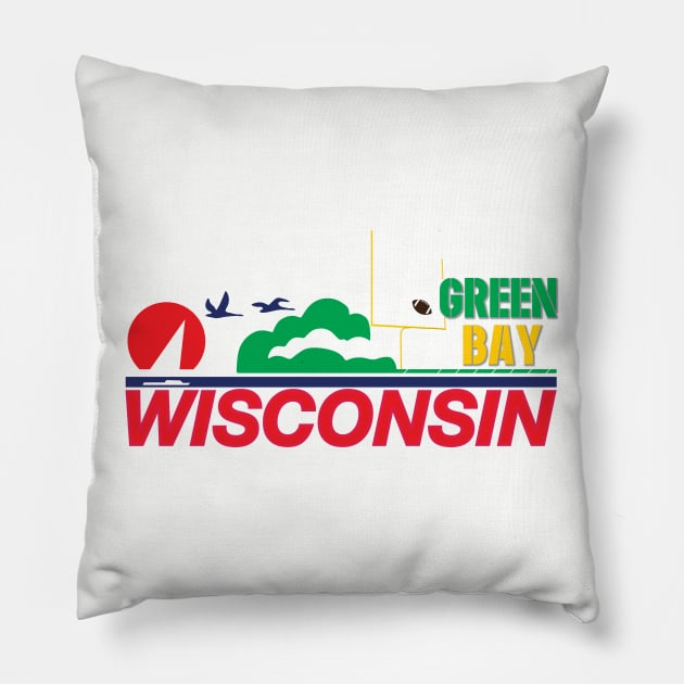 Wisconsin License Plate Green Bay Pillow by KevinWillms1