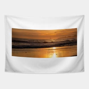 Sunrise and a Single Seagull - Panorama Tapestry