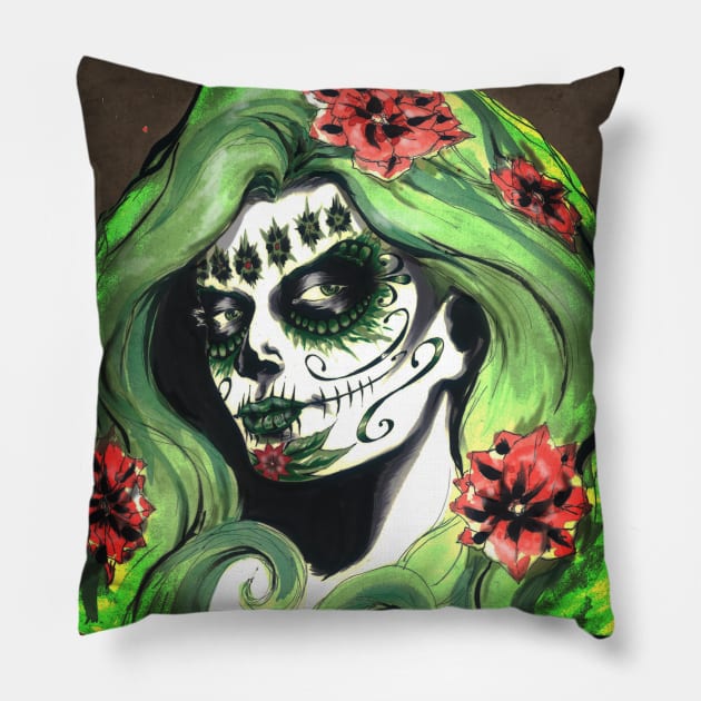 Day of the Dead Ivy Pillow by ArtofBREED