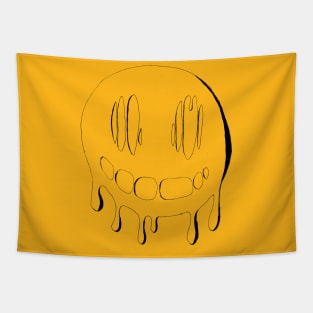 Smiley face melting (black line) Tapestry