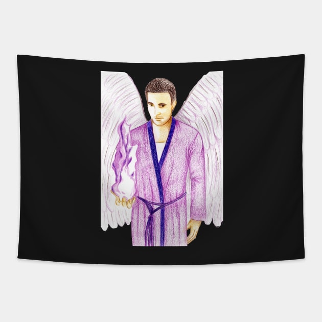 Archangel Zadkiel Keeper of the Violet Flame- Light Green Tapestry by EarthSoul