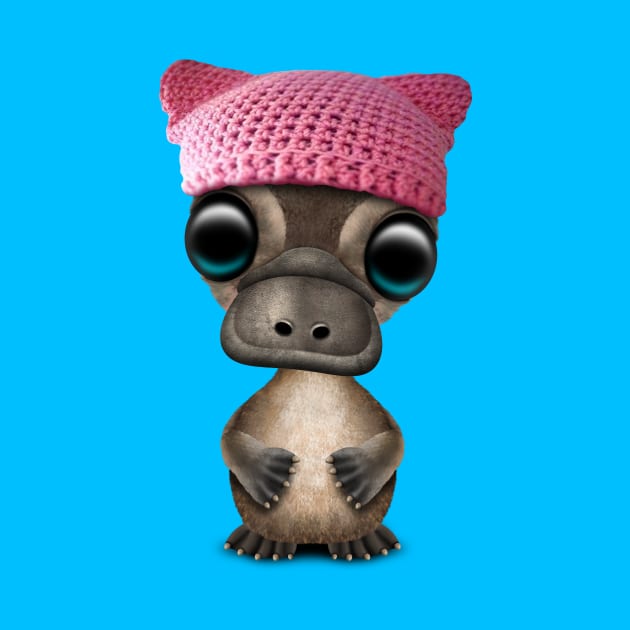 Cute Baby Platypus Wearing Pussy Hat by jeffbartels