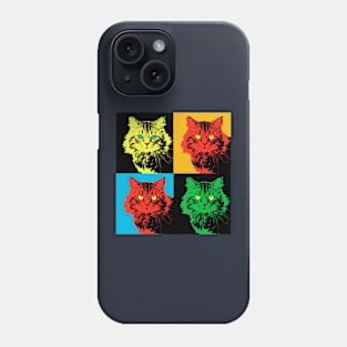 CAT POP ART  YELLOW RED GREEN Phone Case