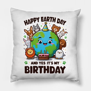 Happy Earth Day It's My Birthday Born On Earth Day 2024 Kids Pillow