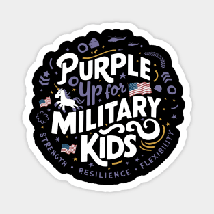 Purple Up For Military Kids Unicorn Women Girls Toddler Cute Magnet