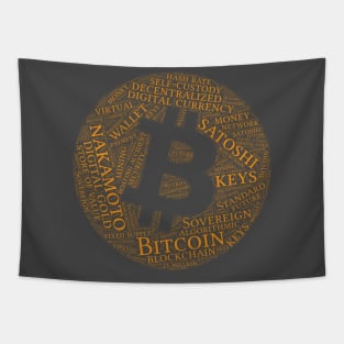 Bitcoin Wordcloud for Darker Backgrounds Tapestry