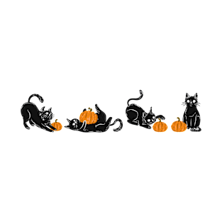 Cute Black Cat On Pumpkin Halloween Gifts Cat Lover Women T-Shirt