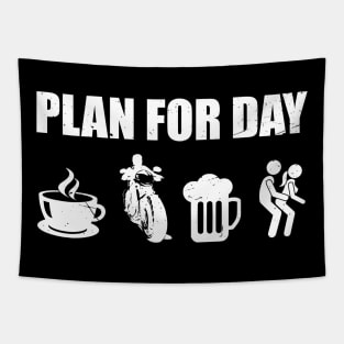Plan For Day - Funny Biker Chopper Motorcycle Tapestry