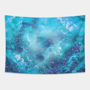 blue clouds pattern magic sky in turquoise aqua colors cute gift for glitter cases and masks Tapestry