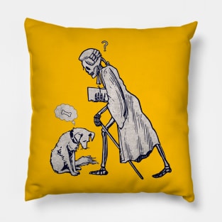 Skeleton Poet and Dog Staring Encounter, Skeleton Funny Pillow