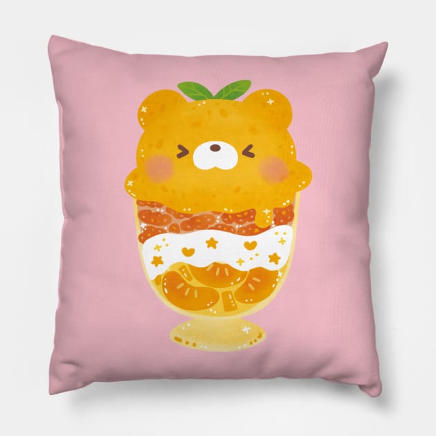 Orange Bear Parfait Pillow by Figberrytea