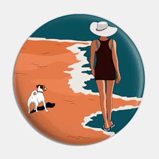 Beach walk with dog Pin