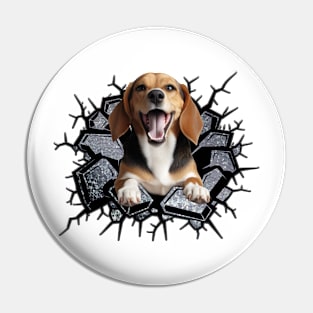 Funny Beagle Wall Crack Dog Lover Pin