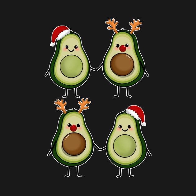 Christmas Avocados Cute avocado couple Pattern by SusanaDesigns