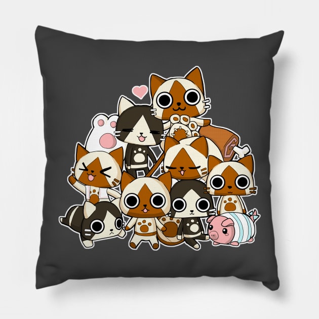 Felyne mountain - Monster hunter Pillow by linkitty