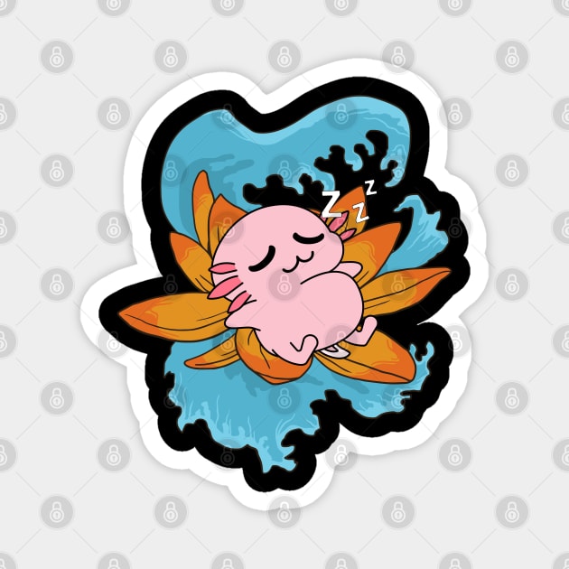 Anime Manga Axolotl Snaxolotl Kawaii Flower Axolotl Food Magnet by alcoshirts