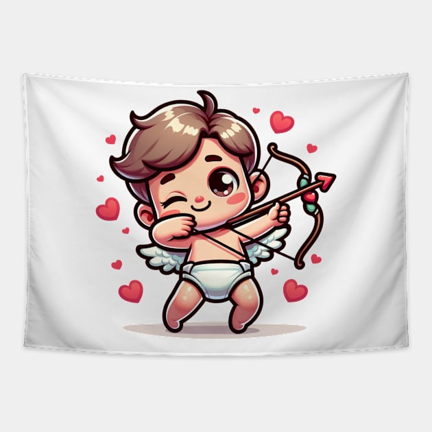 Dabbing Valentine's Day Cupid Celebration Tapestry by Contentarama