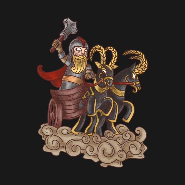 Thunderous Hero: Viking God Thor and His Goat-Drawn Chariot by Holymayo Tee