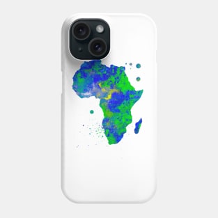 Africa Watercolor Map Painting - Green and Blue Phone Case