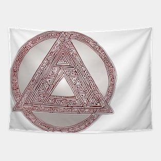 Mystical Geometric Triangle with Intricate Greek Key Pattern No. 917 Tapestry