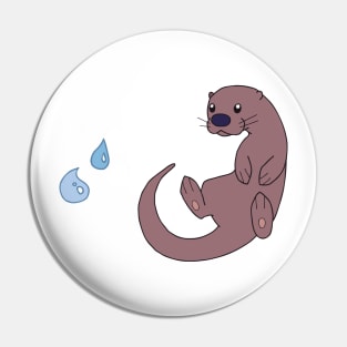 Cute Otter with Water Droplets Pin