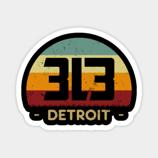 Retro Sunset - 313 Detroit Magnet