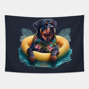 Cool Rottweiler at the Swimming Pool Tapestry