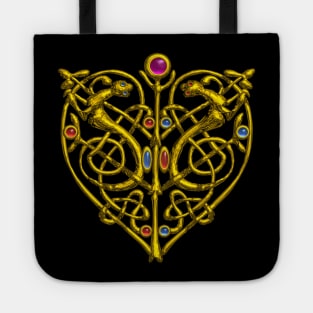 HYPER VALENTINE / GOLD CELTIC HEART WITH LIZARDS IN BLACK Tote