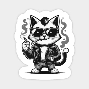 Funny Cool Cat Smoking Cigarrets Like a Gangsta Magnet