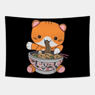 Kawaii Ramen Kitty - Cat Vaporwave Aesthetic World Tapestry