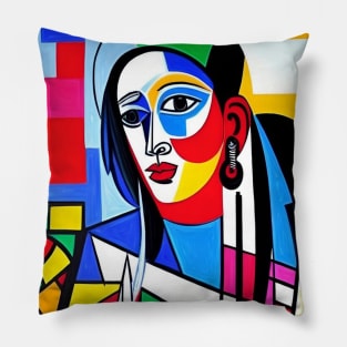 Cubist Style Modern Art Painting Pillow