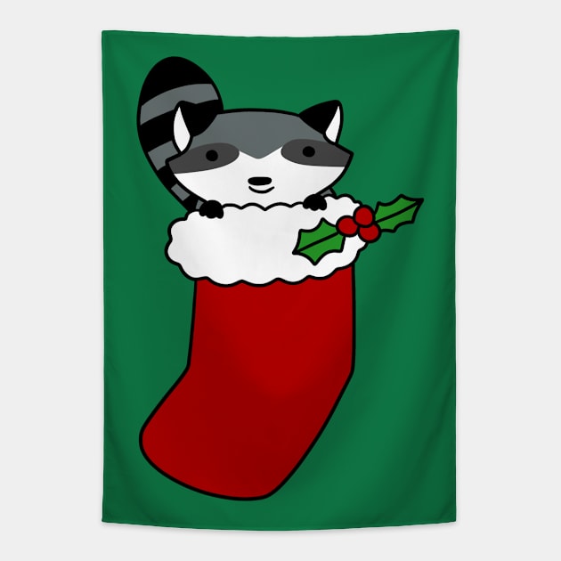 Christmas Stocking Raccoon Tapestry by saradaboru