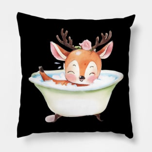 Cute Baby Deer In Bathtub Pillow
