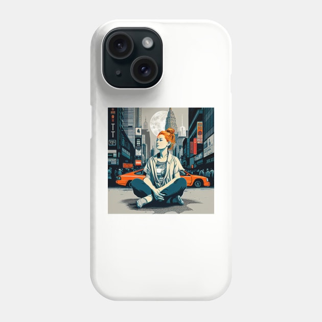 Meditating woman ukiyo e style Phone Case by ArgonArtist