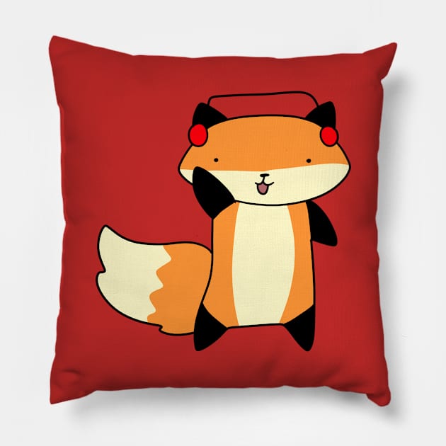 Headphones Fox Pillow by saradaboru