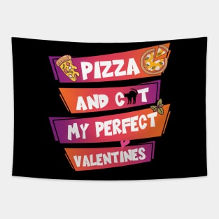 Pizza And Cat My Perfect Valentines Tapestry