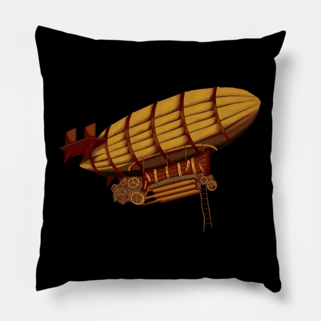 Retro airship Pillow by Erena Samohai