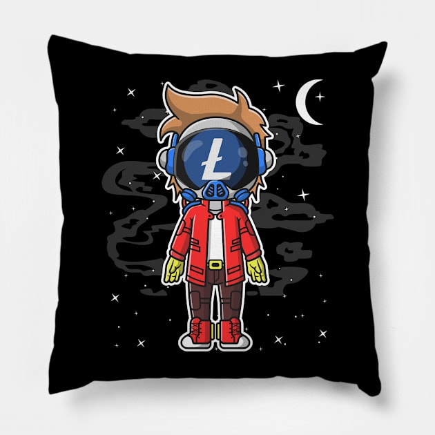 Hiphop Astronaut Litecoin Lite Coin LTC To The Moon Crypto Token Cryptocurrency Wallet Birthday Gift For Men Women Kids Pillow by Thingking About