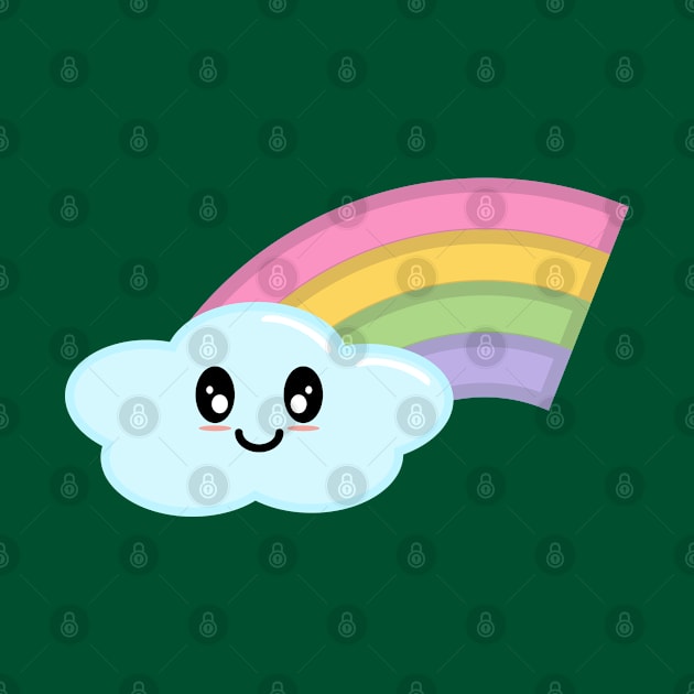 Kawaii Cute Happy Rainbow in Green by Kelly Gigi