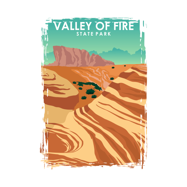 Valley of Fire State Park Vintage Travel Poster by jornvanhezik