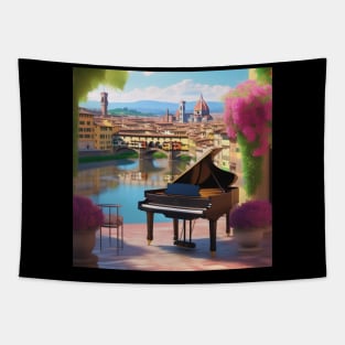 A Grand Piano In A Picturesque Scene in Florence Italy Tapestry