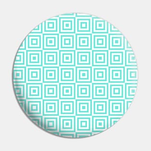 Turquoise and White Geometric Square pattern Pin