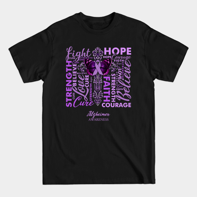 Discover Fight Hope Cure Alzheimers Awareness Gift - Alzheimers - T-Shirt