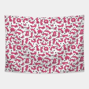 Pink Dachshund Pattern Tapestry