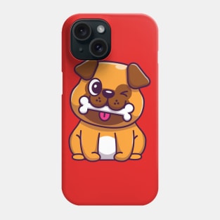 Cute Dog Bite Bone Cartoon Phone Case