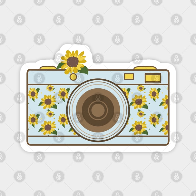 Camera with sunflowers Magnet by Wlaurence