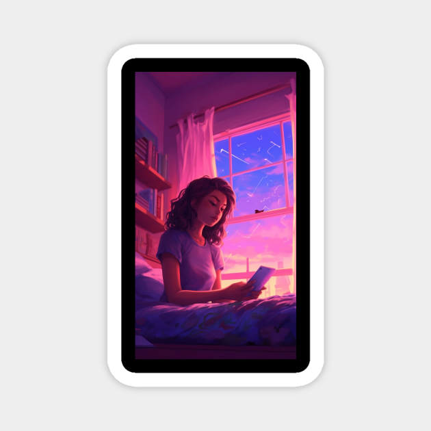 Lofi Girls Dreamscapes Magnet by Scorpio Studio