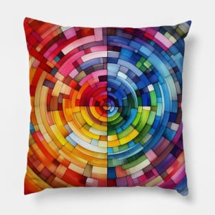 Psychedelic looking abstract illustration of blocks Pillow