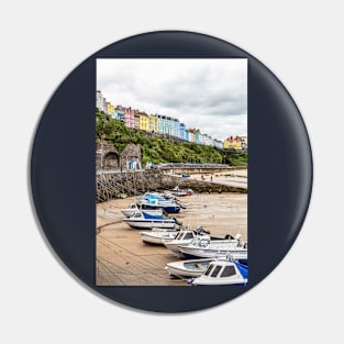 Tenby Harbour Boats Waiting For The Tide, Pembrokeshire, Wales Pin