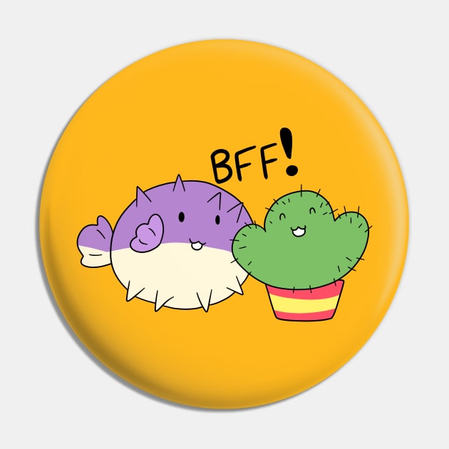 BFF! Puffer Fish and Cactus Pin by saradaboru